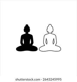 Yoga icon, Mediation yoga icon black and white vector graphic, vector illustration, outline icon, yoga logo, mediation icon