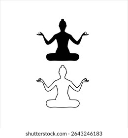 Yoga icon, Mediation yoga icon black and white vector graphic, vector illustration, outline icon, yoga logo, mediation icon
