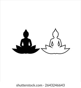 Yoga icon, Mediation yoga icon black and white vector graphic, vector illustration, outline icon, yoga logo, mediation icon