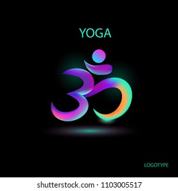 yoga icon OM/ vector logotype/ abstract graphic element on black background