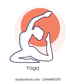 Yoga Icon – A Person in a Tree Pose with a Minimalist Outline Design.