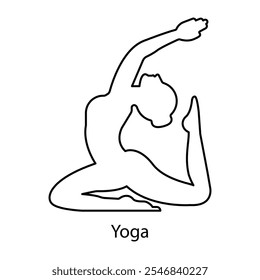 Yoga Icon – A Person in a Tree Pose with a Minimalist Outline Design.