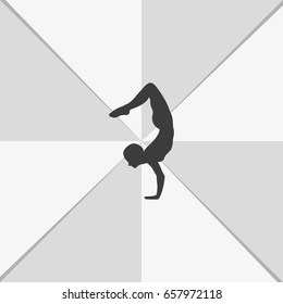 Yoga icon. Yoga pose silhouette. Woman handstand illustration.