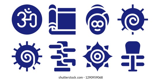  yoga icon set. 8 filled yoga icons. Simple modern icons about  - Chakra, Om, Wing chun, Carpet, Spa, Exercise