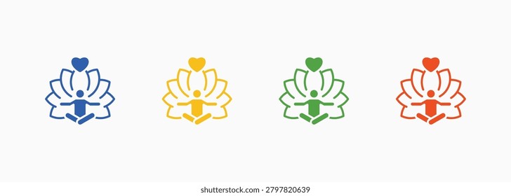 Yoga Icon Set Color Multiple Style Collection Illustration
