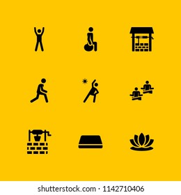 yoga icon set. exercise, exercises and stretching vector icon for graphic design and web