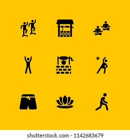 yoga icon set. exercise, stretching and exercises vector icon for graphic design and web