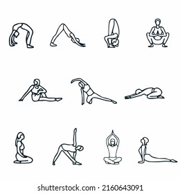 Yoga icon set isolated. Healthy lifestyle symbol. Vector illustration