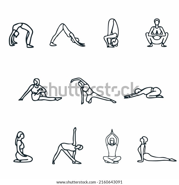 Yoga Icon Set Isolated Healthy Lifestyle Stock Vector (Royalty Free ...