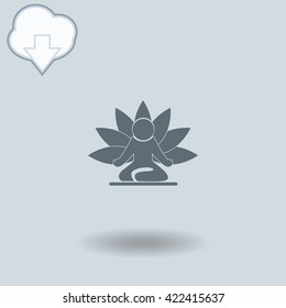 Yoga icon with shadow. Cloud of download with arrow.