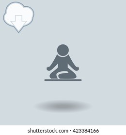 Yoga icon with shadow. Cloud of download with arrow.
