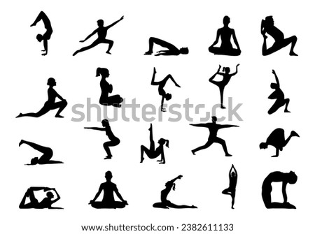 Yoga Icon Silhouette Element Set