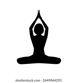 Yoga icon. yoga silhouette illustration. yoga logo on white background. yoga icon vector.