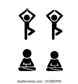Yoga icon in silhouette style, vector