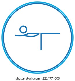 yoga icon vector image in a circle with blue border