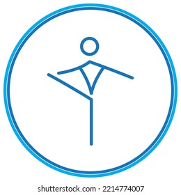 yoga icon vector image in a circle with blue border