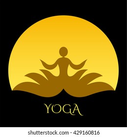Yoga icon. Vector logo for the spa center. Template graphic design element.  Vector illustration for your design