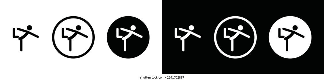 Vector de ícono de yoga. Icono deportivo de yoga. Señal de meditación de yoga para persona simple en círculo blanco y negro para aplicaciones deportivas y sitios web, ilustración de símbolo