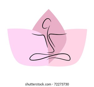 Yoga icon with violet leafs