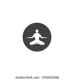 Icono de yoga.Símbolo de diseño de ilustración vectorial de icono de meditación.