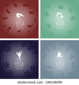 Yoga Icons And Backgrounds Set - Vector Illustration, Graphic Design, Editable For Your Design