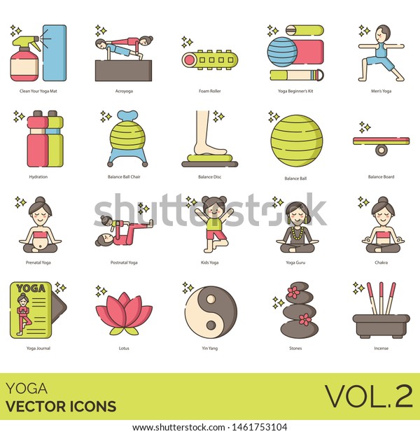 Yoga Icons Including Clean Your Mat Stock Vector Royalty Free