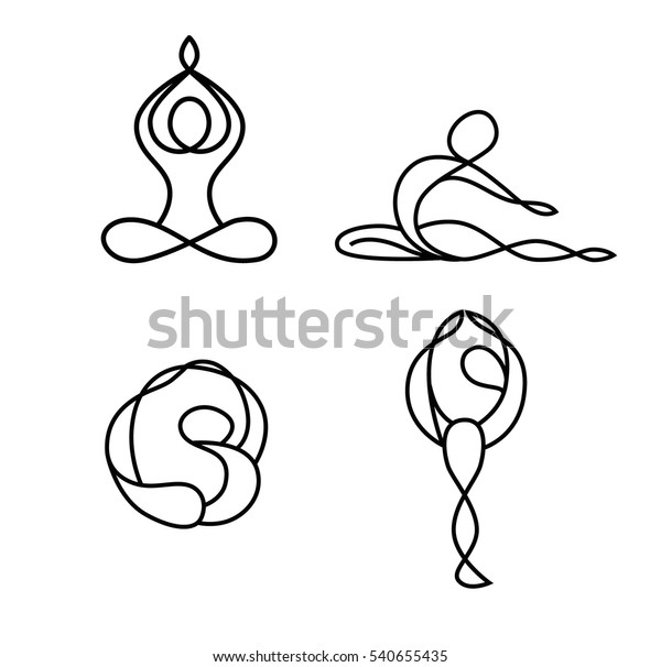 Yoga Icons Isolated On White Background Stock Vector (Royalty Free ...