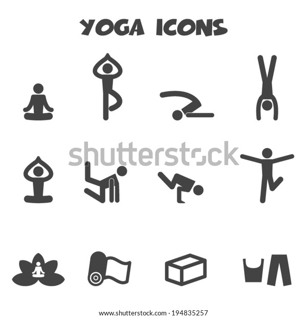 Yoga Icons Mono Vector Symbols Stock Vector (Royalty Free) 194835257 ...