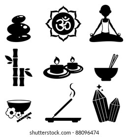 Yoga icons set-Silhouettes