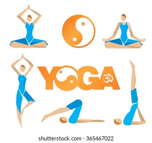 Yoga icons symbols.
Set of colorful icons and symbols  of yoga. Vector available.
