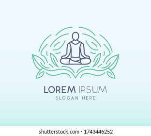 yoga illustration logo design vector