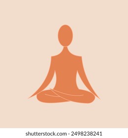 Yoga illustration, vector, flat design symbol orange color 