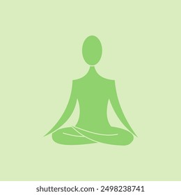 Yoga illustration, vector, flat design symbol green color