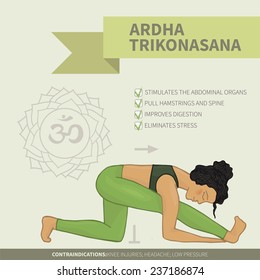 Yoga Infographics Ardha Trikonasana Hatha Yoga Stock Vector (Royalty ...