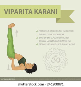 Yoga infographics. Viparita Karani (Hatha yoga)