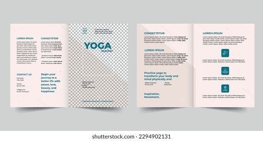 Yoga Instructor bifold brochure template. A clean, modern, and high-quality design bifold brochure vector design. Editable and customize template brochure