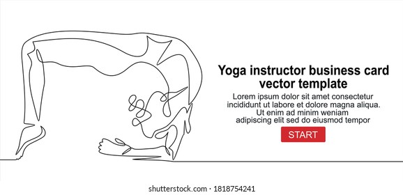 Plantilla vectorial de tarjeta de negocio del instructor de yoga.Una línea continua