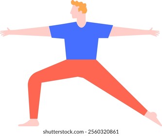 Yoga instructor demonstrating warrior II pose, enhancing flexibility, promoting body awareness, and fostering a sense of inner peace and stability