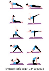 Yoga Instructor Exercises Various Yoga Positions