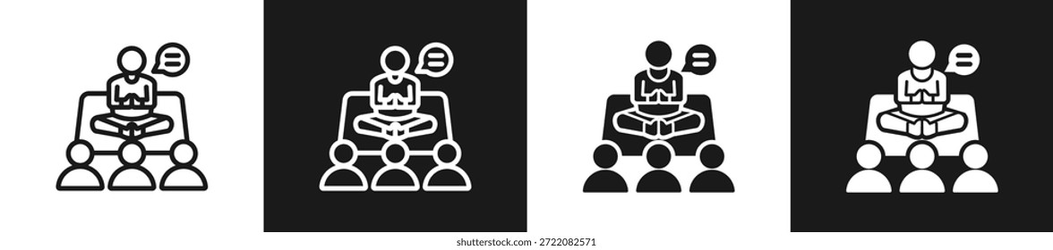 Yoga Instructor Line N Glyph Style In White And Black Background