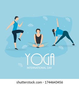 Yoga International Day 21 June Background. Vector Illustration EPS10