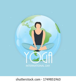 Yoga International Day 21 June Background. Vector Illustration EPS10