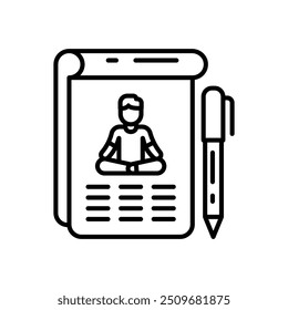 Yoga Journal Outline Icon, Vector illustration