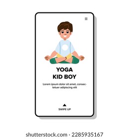 vector de niños de yoga. gimnasia infantil, deportista, grupo de ejercicios, pose joven, fitness saludable yoga chico web plana ilustración de dibujos animados