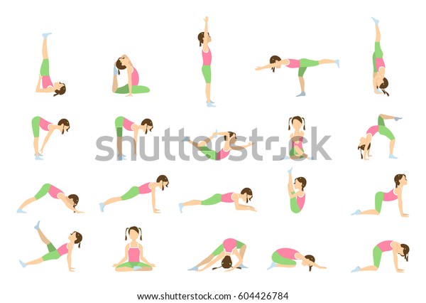 Yoga Kids Isolated Poses Asanas Children Stock Vector (Royalty Free ...