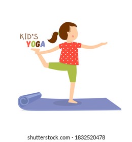 Yoga kids pose. Children yoga. Colorful vector illustration. Kids Yoga, Logo Yoga 