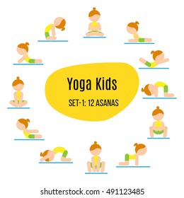Yoga Kids pose set