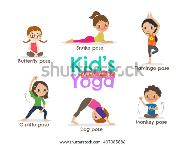 Beste yoga kinderen stelt vector cartoon illustratie stockvector OM-28