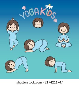  Yoga kids,Cute boy with yoga pose.Vector illustration Yoga kids. 