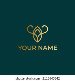 yoga and leaf, flower line logo design
